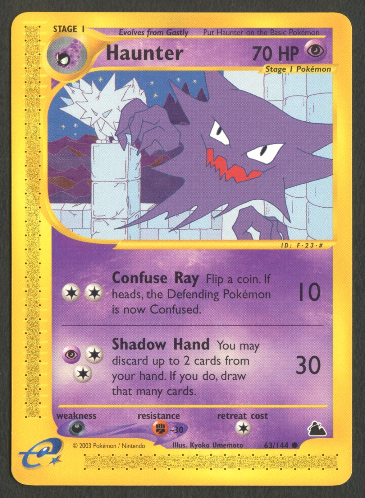 Pokemon TCG: Haunter 63/144 Skyridge E-Series Regular Common NM