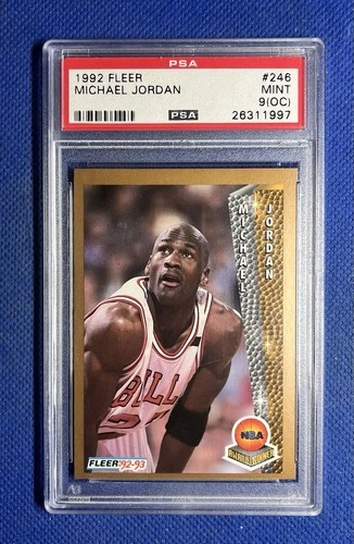 1992 FLEER #246 MICHAEL JORDAN FINALS AND LEAGUE MVP YEAR PSA 9(OC)