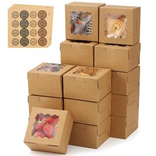 Brown 50pcs Cookie Boxes for Gift Giving, 4x4...