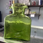 BLENKO Hand Blown Glass VINTAGE Emerald Green Double Spout DECANTER VASE