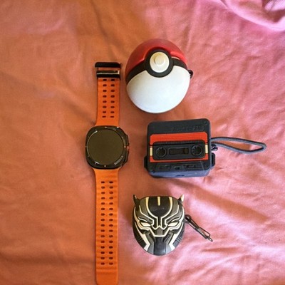 Smart Watch Orange Band & 3 themed Wireless Earbuds Pokeball Cassette Panther