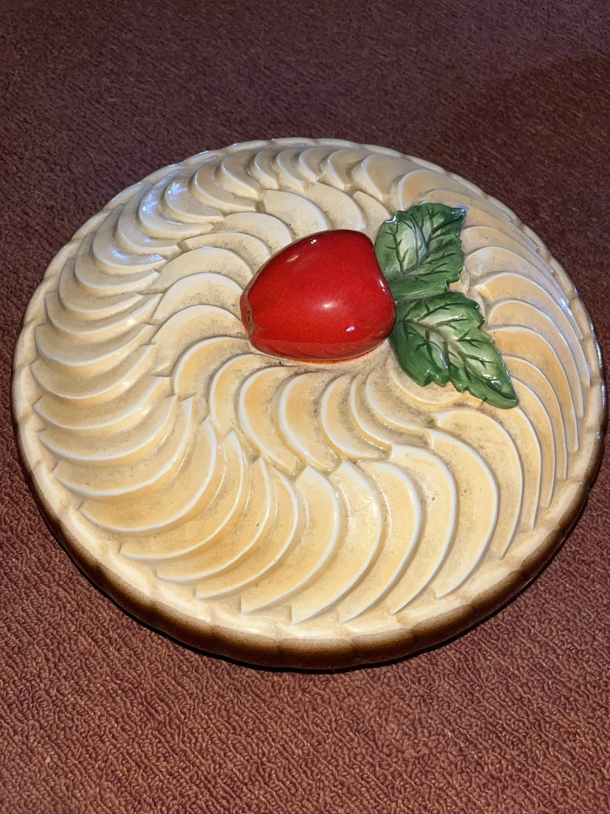 Vintage Apple Pie Plate/keeper Made In Portugal Pie Dish Sliced Apples 12”x5”