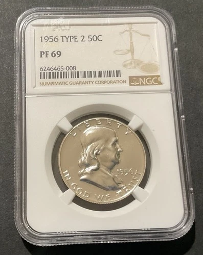 1956 50c, Type 2, PF69, NGC, See Photos
