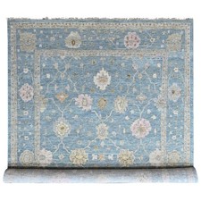12'x14'10" Stone Blue Hand Knotted Supple Collection Oushak Design Wool XL Rug