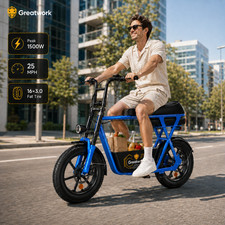 1500W Electric Scooter for Adults Teens 16" Fat Tire 25MPH with Seat Basket