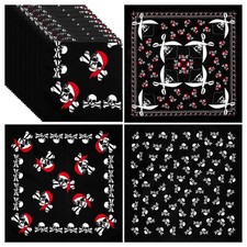 24 Pcs Pirate Bandana Skull Hankerchief Black Head Scarf Costume Accessories ...