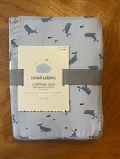 Cloud Island Whale Crib Sheet Blue Ocean Nautical Baby Bedding NWT