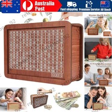 Wood Coin Bank Money Saving Box,Cash Vault Piggy Bank-10000 Saving Challenge Box