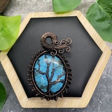 2.5 Polished Gemstone Copper/Brass Wire Wrapped Pendant New Free Ship B7249