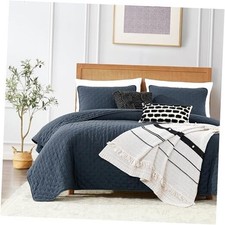 Size Quilt Bedding Set with Pillow Shams, Lightweight Soft Queen Navy Blue