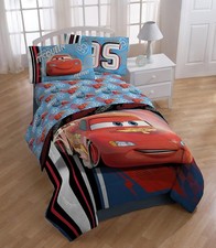 Kids Blue Cars Bedding Set - Twin Size Sheets Pillowcase