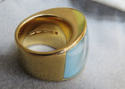 Vhernier Milanese Turquoise 18k Gold Ring, Bold Smooth Dome Design size 8 Signed — photo 9