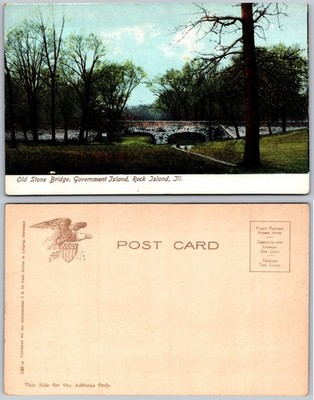 Old Stone Bridge Government Island Rock Island IL Postcard