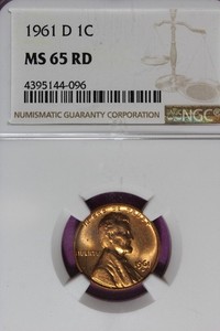 1961 D NGC 1C MS65RD LINCOLN MEMORIAL CENT #B52073