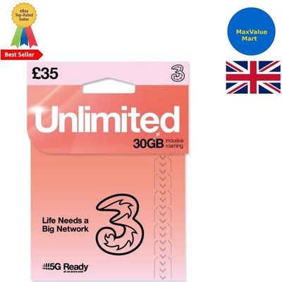 DREI 4G/5G SIM-Karten - unbegrenzte Daten & 30GB Roaming für 35£ - einfache Aktivierung