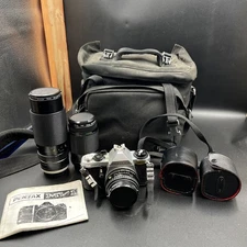 Vintage Pentax MV1 35mm Camera Bundle with 4 Lenses & Bag WORKS