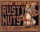Rusty Nuts Fix It Shop Decorative Tin Sign Vintage Wall Decor 16X12.5 Inches