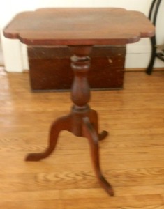 19th Century Solid Cherry Pedestal Stand Candlestand Tripod Feet