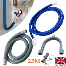 Universal Washing Machine Long Cold Fill Water & Drain Pipe 2.5m Hose Extension