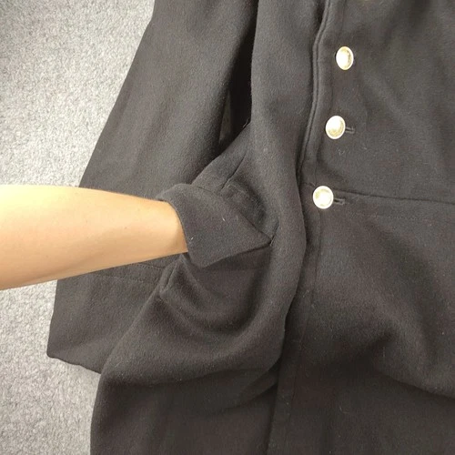 VTG Soviet Wool Officers Winter Overcoat Mens Small 54 Russian Trench Black EUC image 9