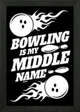 Bowling Center lustiger Spruch gerahmtes Wandbild Poster Leinwanddruck Bild