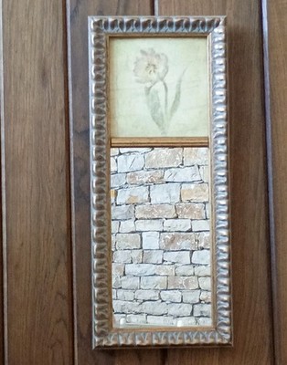 Gilt Framed Trumeau Mirror ''Flower'' Painting