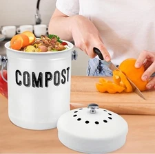 Countertop Compost Bucket- Farmhouse 1.3 Gal Indoor/Kitchen With Charcoal Filter