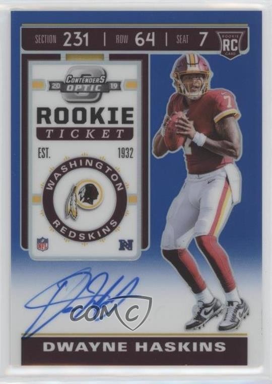 Dwayne Haskins Panini Contenders Optic #116 Autograph Blue