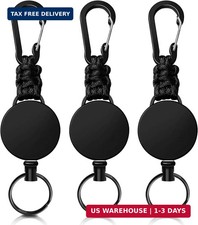 Retractable Keychain 3 Pack Heavy Duty Carabiner Badge Holder Extendable Reel ID