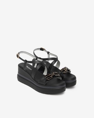 NeroGiardini Women Wedge Sandal Open Toe E615953D Black New Collection EU 37