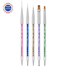 Nail Liner Flat Brushes 5pcs 11mm AIBEE Double-Ended Acrylic Including 7/9 11mm