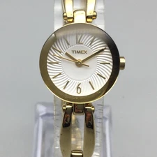 Timex Watch Womens 22mm Silver Gold Two Tone Bangle Dress New Battery 7.75" a1