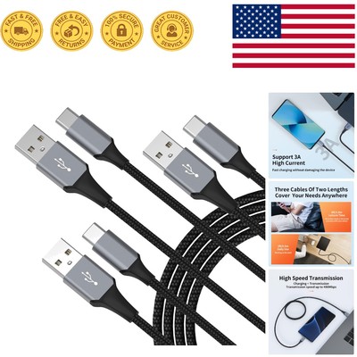 Black USB-C Cable Set: High-Speed Sync & Charge 3-Pack for Ultimate Convenience