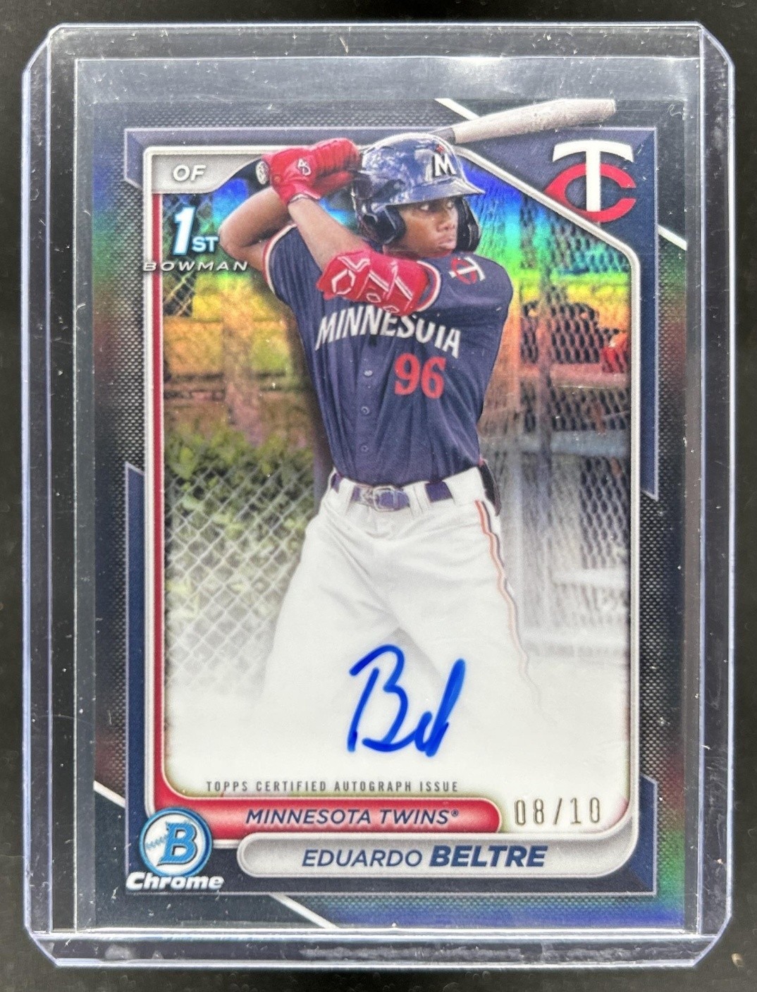 2024 Bowman Chrome Eduardo Beltre Auto Black Refractor 1st Prospect #/10 Twins