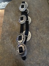 Vintage Sterling Silver 8-Concho Belt Leather Through Conchos USA 1993 Large