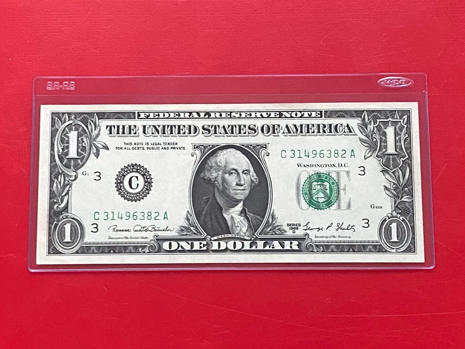 1969D $1 DOLLAR BILL ( PHILADELPHIA C ) BLOCK C-A UNCIRCULATED - Image 2 of 3