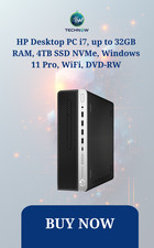 HP Desktop PC i7, up to 32GB RAM, 4TB SSD NVMe, Windows 11 Pro, WiFi, DVD-RW