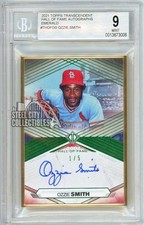 Ozzie Smith 2021 Topps Transcendent HOF Emerald Autograph Card THOF-OS 1/5 BGS 9