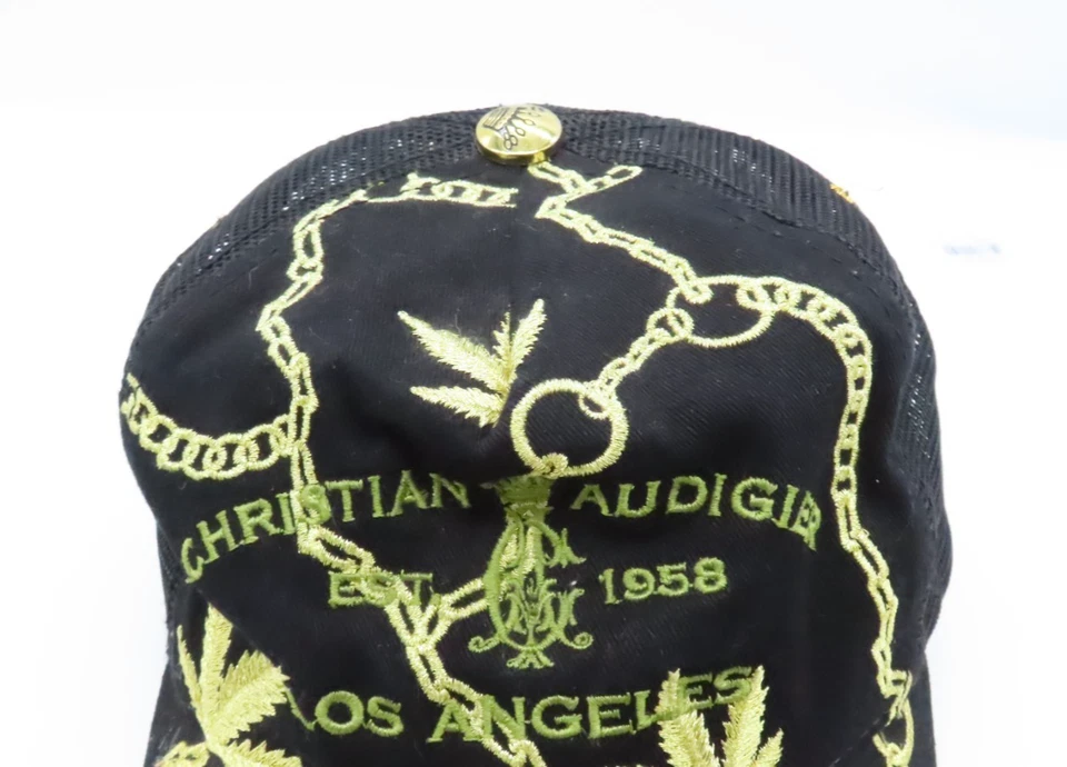Christian Audigier Est 1958 Los Angeles Gold Leaves Chains Black Snapback Hat - Image 3 of 4