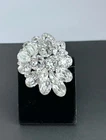 Vintage Eisenberg White Rhinestone Silver Tone Silvertone Brooch