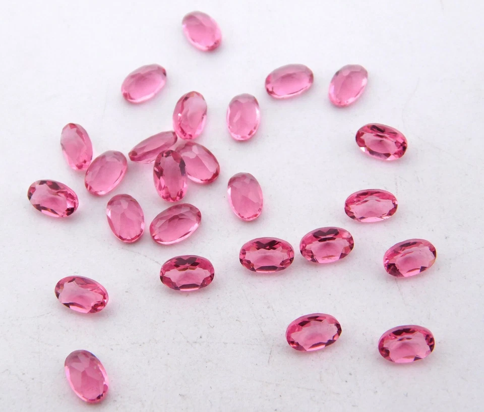 Piedras preciosas sueltas de corte ovalado de turmalina creadas en laboratorio de 12,5 quilates 25 piezas 4x6 mm P-1904 Foto 3 de 3