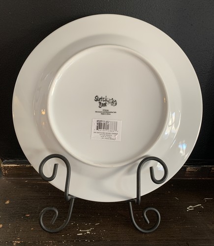Disney Sketch Book Mickey Mouse Black White Dinner Plate 10.5” New - Picture 2 of 3