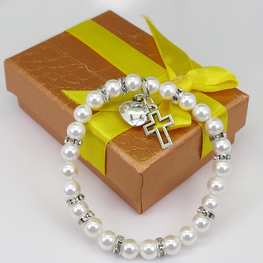 Baptism Bracelet Christian Baby Bracelet Personalized Pearl Baby