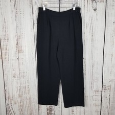 St. John Basics Womens Sz 10 Santana Knit Pleated Cropped Black Pants 30"x25.5"