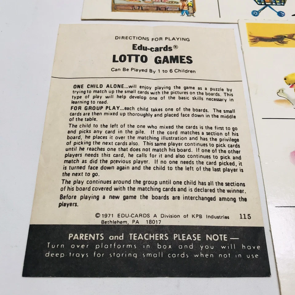 1971 Edu-Cards The World About Us Lotto Game Ages 3-8 Phonics Reading Matching - Image 3 of 4
