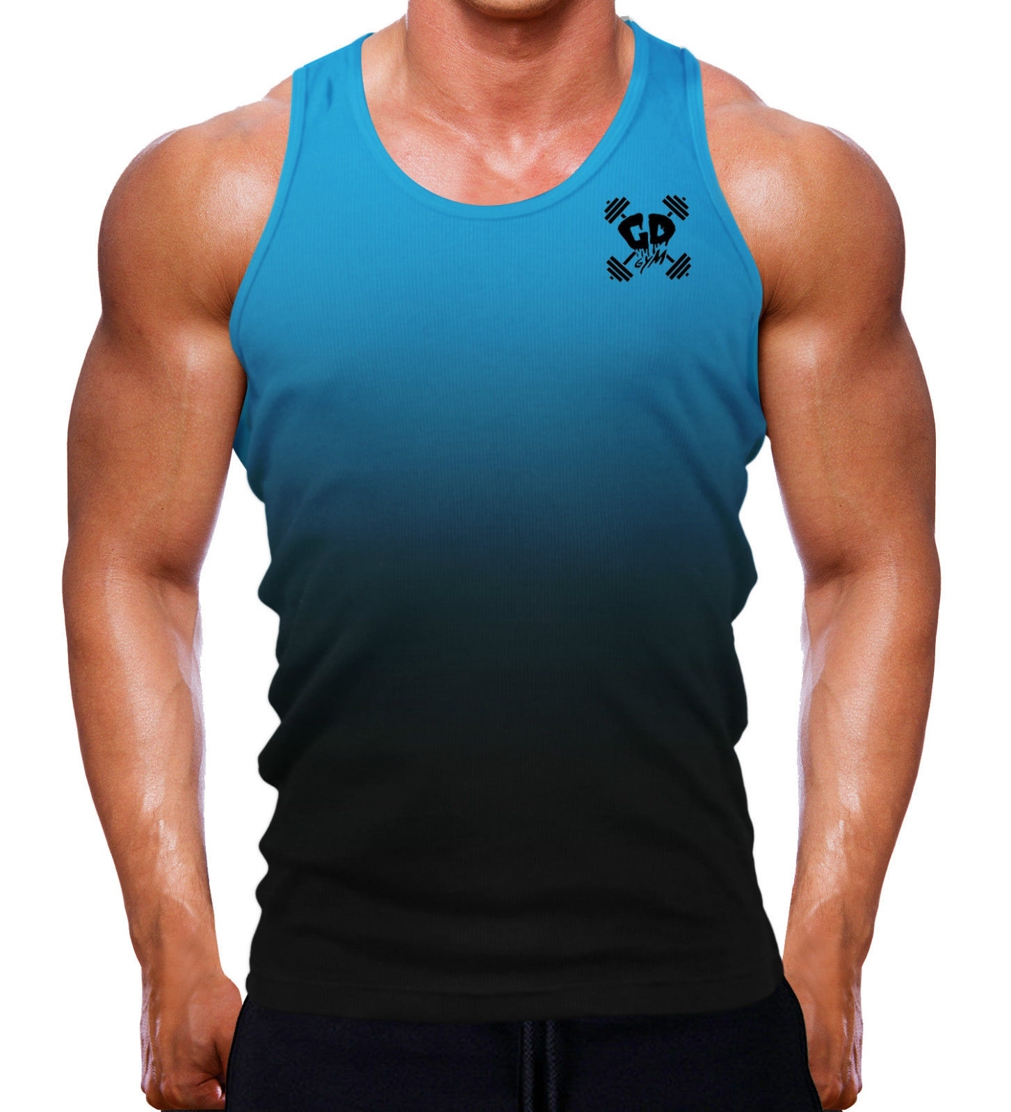 GET DOWN GYM WEAR COLOURED DIP DYED TANK VEST MEN MULTI RACER BACK WORKOUT Y