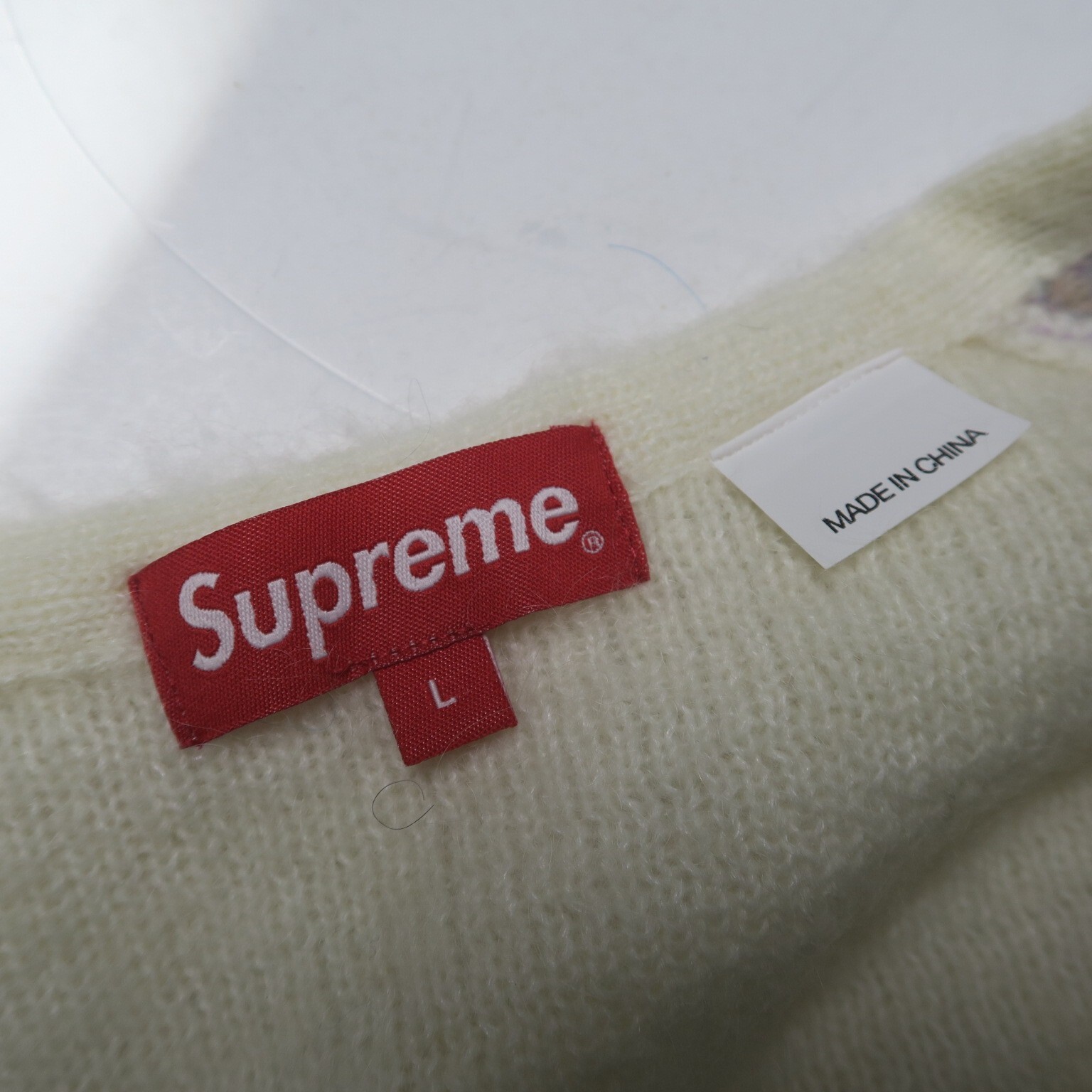 SUPREME Brushed Grid Mohair Cardigan White L Sweater Jacket SS22 - Brand new 3