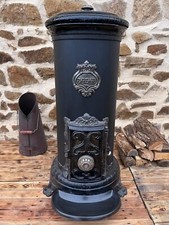 Poêle à BOIS RARE Godin 244 / 124 Emaillé noir sortie 111mm 10kw