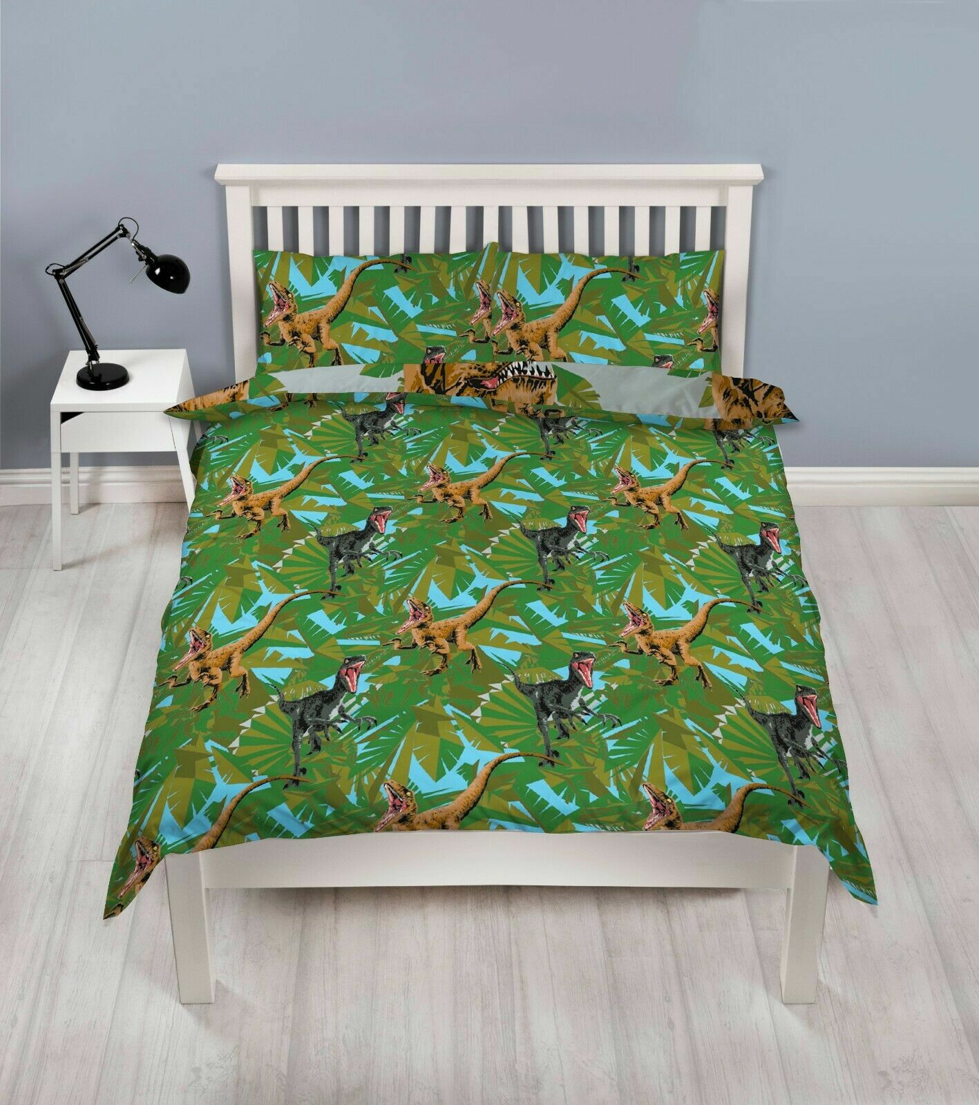 JURASSIC WORLD DINOSAUR DOUBLE DUVET COVER SET REVERSIBLE KIDS BEDDING