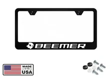 REFLECTIVE Beemer Ghost Black Metal License Plate Frame Fits all BMW Models